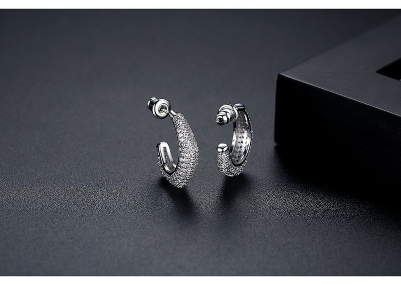 Women's Jewelry Elegant Brass Micro-Pave Stud Earrings With Cubic Zirconia, Geometric Design Hypoallergenic Lightweight For Daily Wear For Women_voghion.com