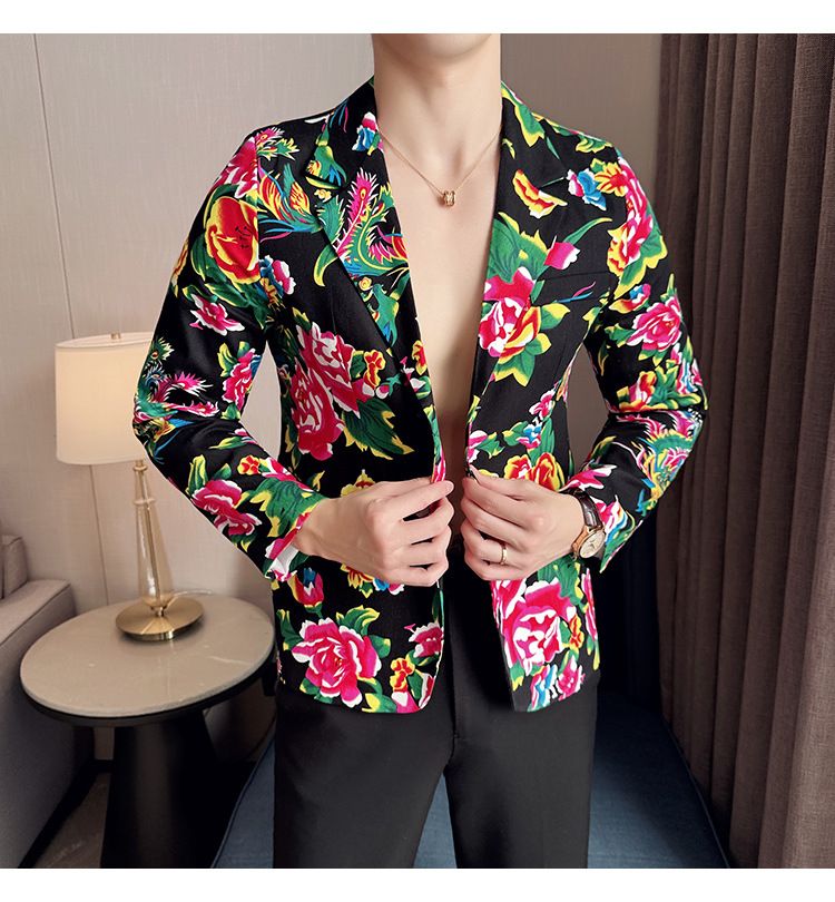 2024 Wiosna Jesień Nowa męska moda i wypoczynek Northeast Big Flower Suit Top Coat_voghion.com