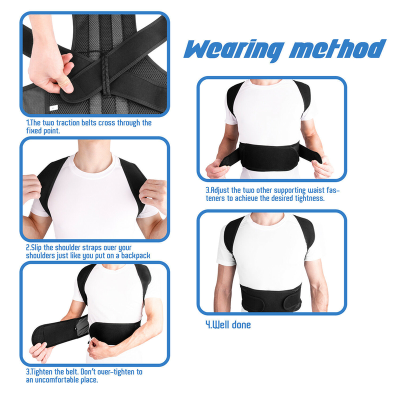Greenhome Ajustable Unisex Espalda Postura Corrector Soporte Lumbar Brace Cinturón Correa Corsé_voghion.com