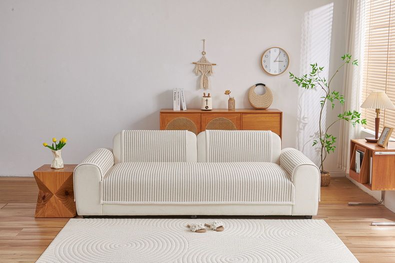 Premium Chenille Sofa Kussenhoezen & Kussensets – Moderne Gestreepte & Effen Beschermers voor 3-zitsbanken, Antislip & Ademend_voghion.com