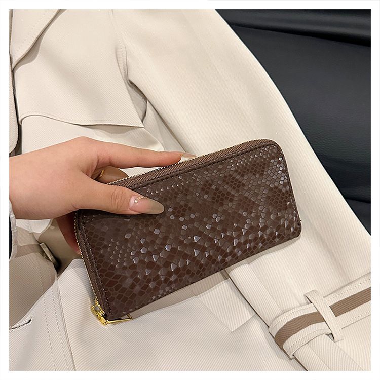 Damentaschen, neues Schlangenhautmuster, lange Geldbörse mit Reißverschluss und mehreren Kartenfächern, Clutch mit großer Kapazität, modische Geldbörse_voghion.com