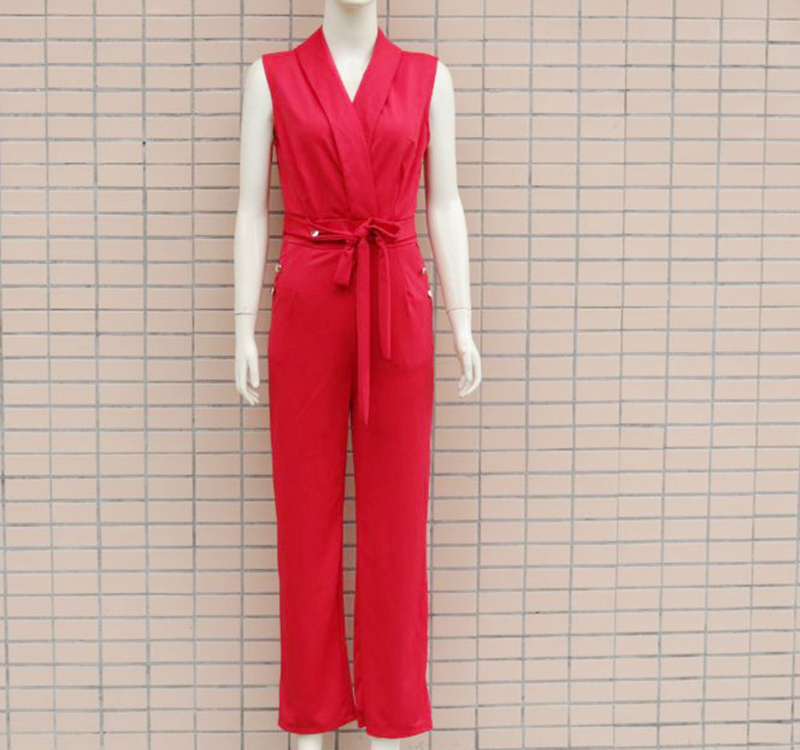 Naisten vaatteet Kevät ja kesä Naisten vaatteet Twist Button V kaula Hihaton Slim Fit haalari ammattikäyttöön_voghion.com