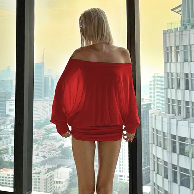 Gustyins Fashion Hot Girl Sexy Off-Shoulder Draped Bodycon Sweet Spicy Chic Pure Desire Dress_voghion.com