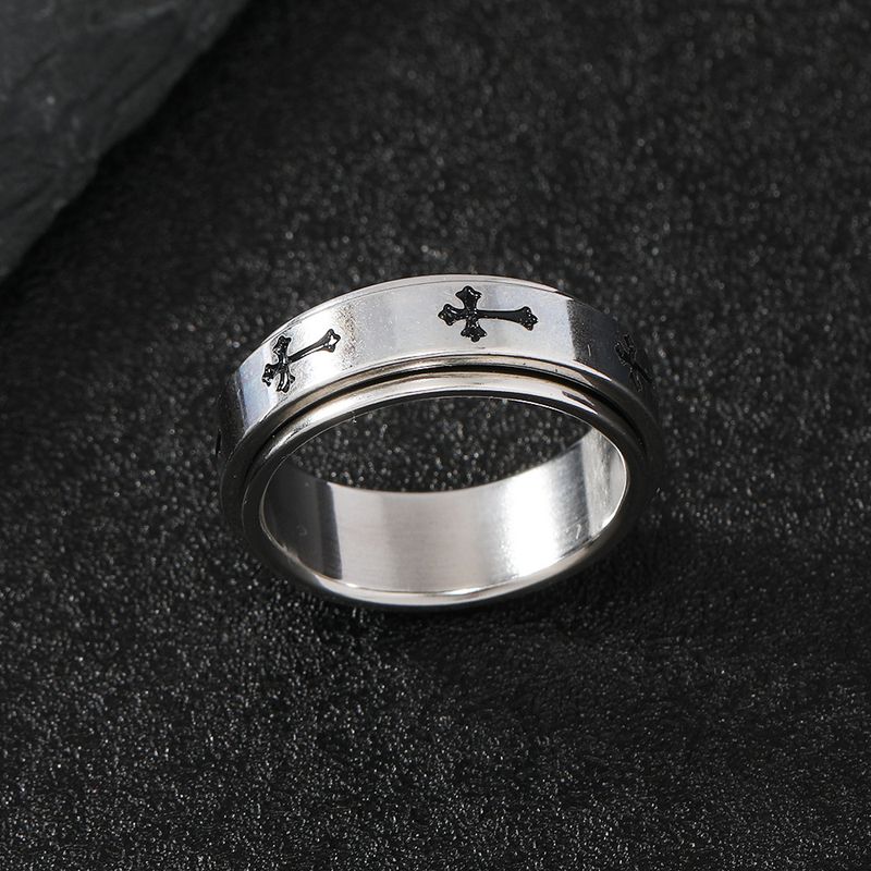 Anillo de titanio para hombre, anillo cruzado moderno y versátil, pulsera de joyería de acero inoxidable_voghion.com