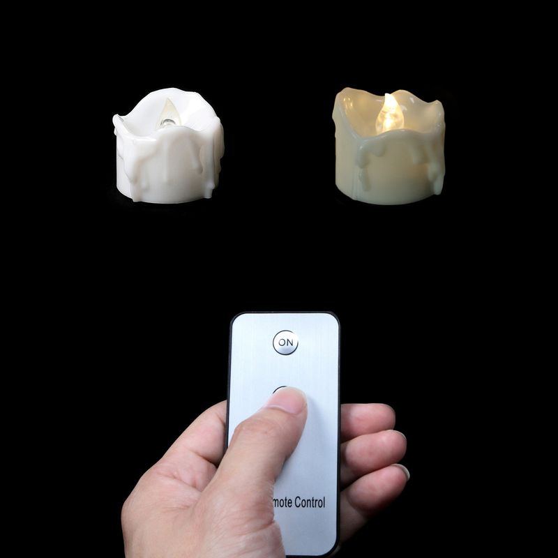 Bougies LED télécommandées – Effet scintillant et goutte d'eau pour anniversaires, mariages, Halloween et Noël (blanc chaud/froid/jaune, lot de 6)_voghion.com