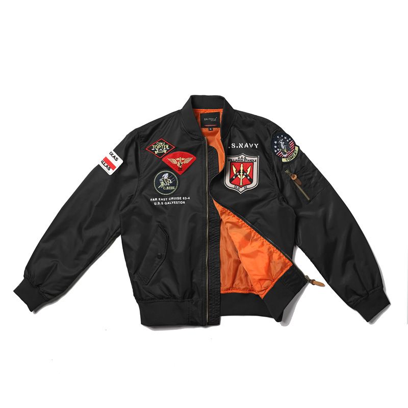 Geschikt voor alle seizoenen Lente en herfst Amerikaanse stijl Vlucht voor heren MA1 U.S. Air Force geborduurd honkbaljack WO II vintage jas_voghion.com
