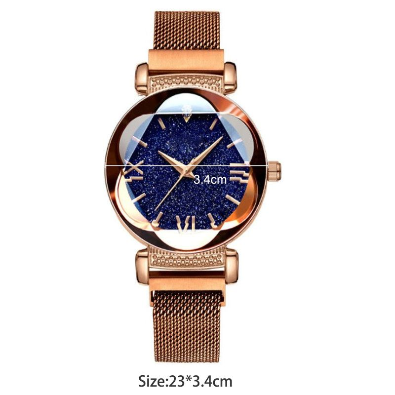 Yamaler Starry Sky Watch magnetilise rihmaga ümmarguse numbriga naistele mõeldud kvartskäekell kohtinguteks_voghion.com