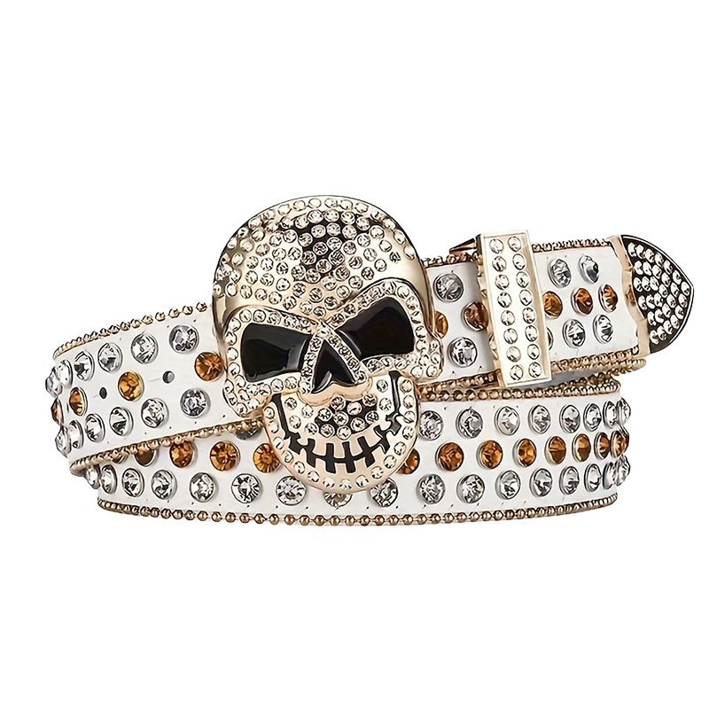 Curea gotică cu craniu, în stil punk, la modă și personalizată, pentru fete, cu cap unic și nituri, cu diamant de apă_voghion.com