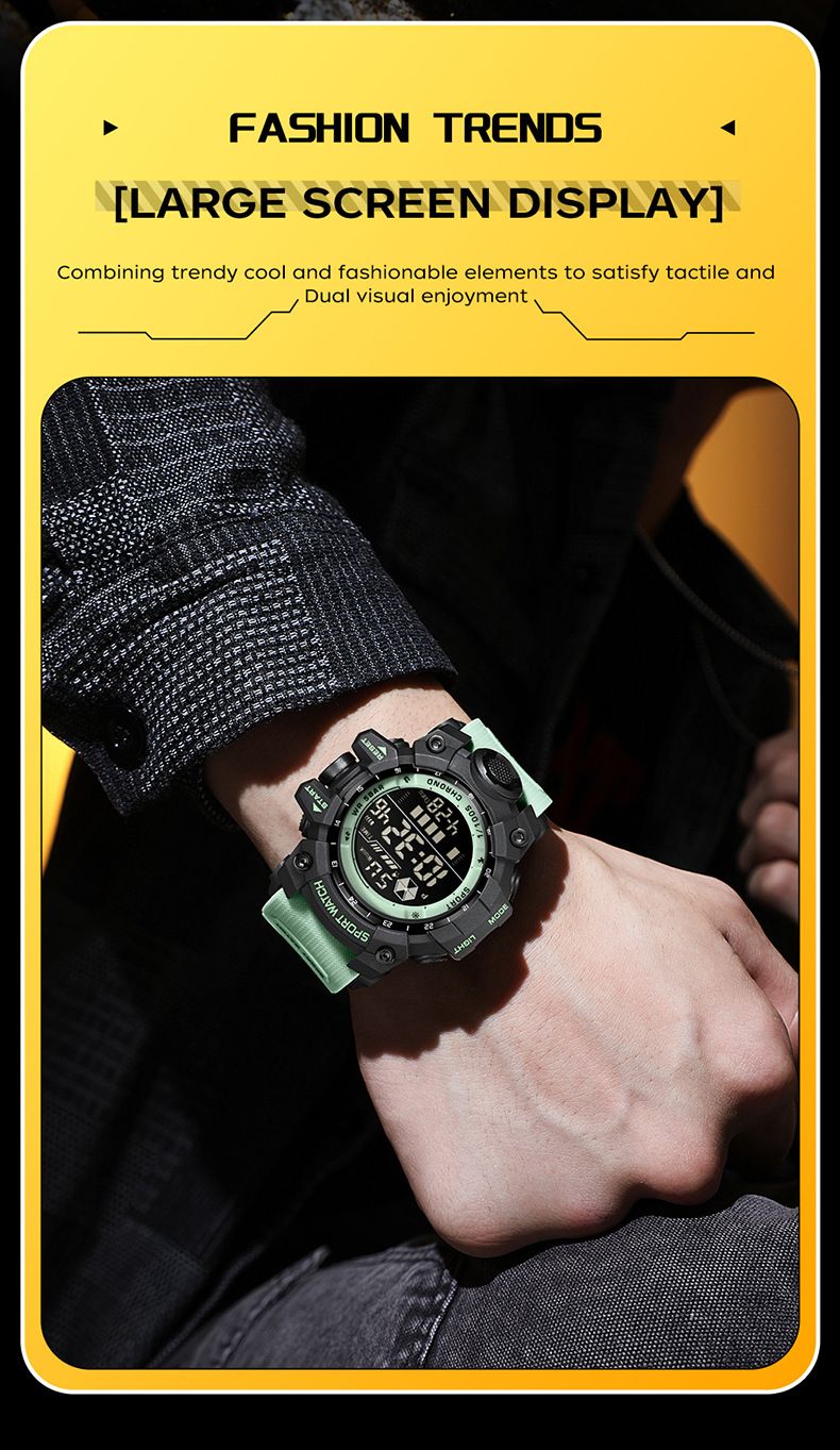 Orologio digitale impermeabile da uomo e da donna con retroilluminazione a LED, sveglia, cronometro, datario, orologio sportivo leggero per l'uso quotidiano_voghion.com