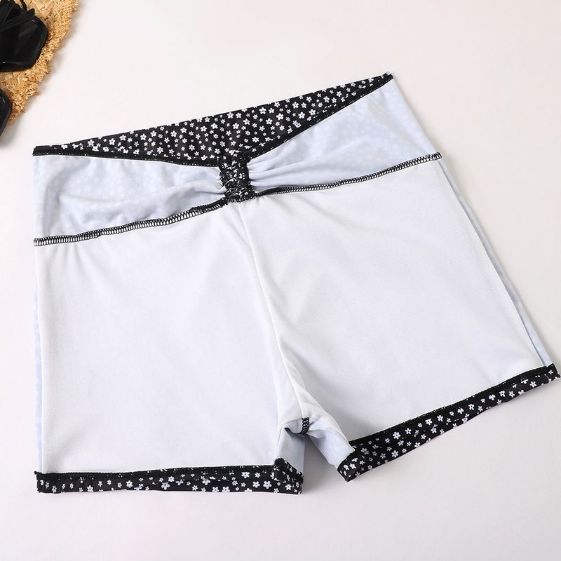 Maillot de bain fendu pour femme Boxer multicolore à imprimé conservateur_voghion.com
