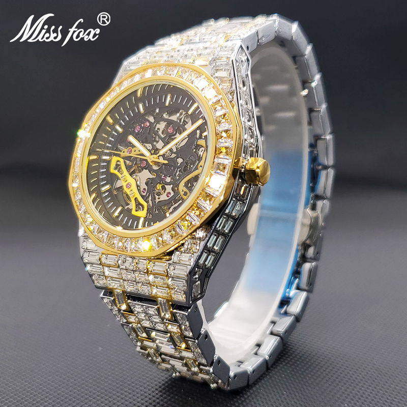 Mechanische Skeleton Uhr Männer Gold Diamant Mode Hip Hop Straße Trend Wasserdichte Automatische Uhren Für Mann Droshipping_voghion.com