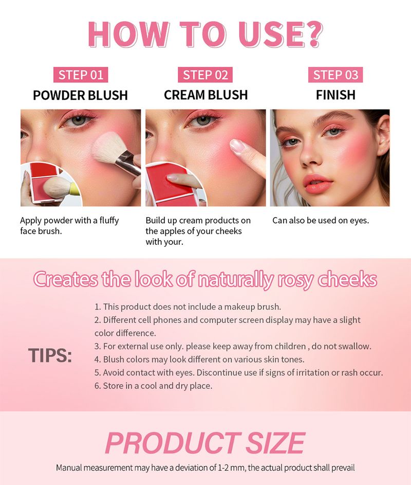 Blush Lakerain Palette Due in Uno Blush Naturale Facile da Colorare Blush Opaco in Polvere_voghion.com