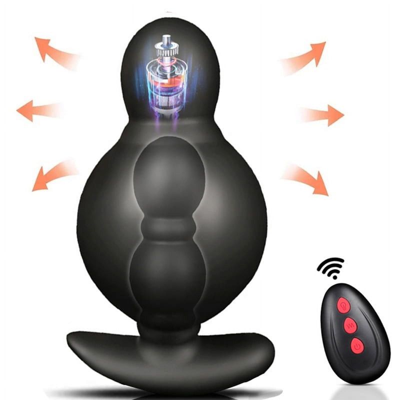 Wireless Remote Control Inflatable Anal Expansion Prostate Massager 10 Modes Vibrating Dildo Wireless Remote Control Butt Plug Sex Toys For Men Women_voghion.com