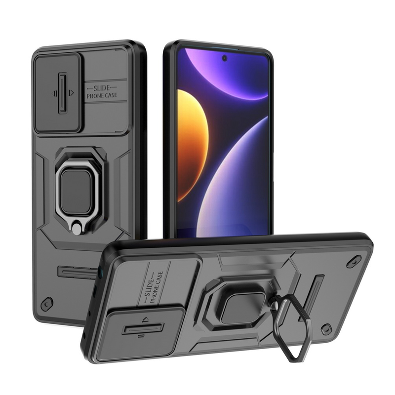Schiebe-Kameraobjektiv-Schutzhülle für POCO F5 POCO X5, Metallringschnalle, Autohalter-Abdeckung_voghion.com