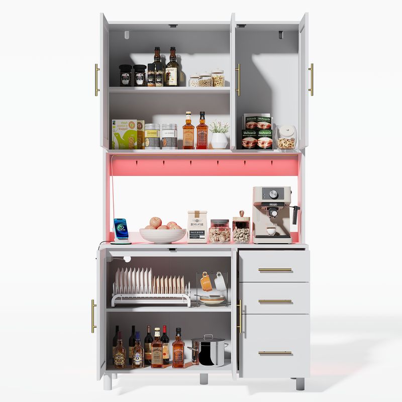 Cucina 183cm con app illuminate a LED, USB, steckdosen, 3 Schubladen_voghion.com