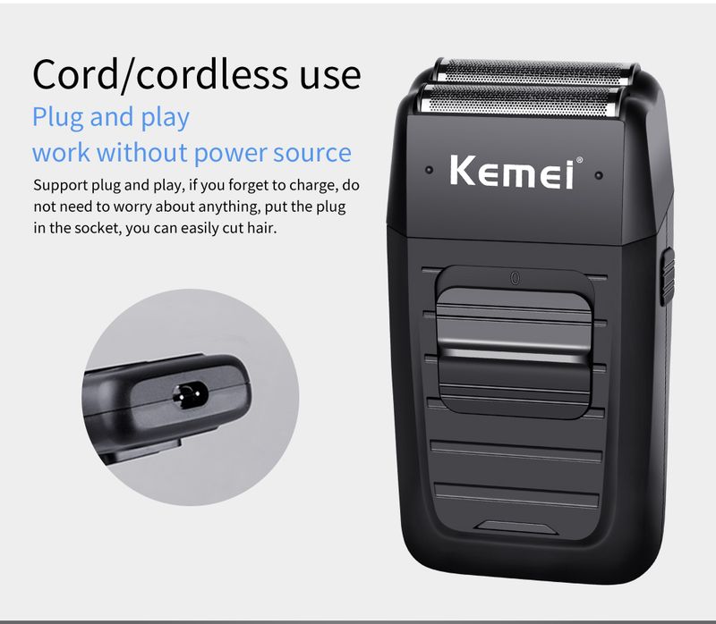 Kemei Cordless Shaver - Rasoio elettrico a doppia lama alternativo per uomo, sistema di rasatura del viso Wet/Dry_voghion.com