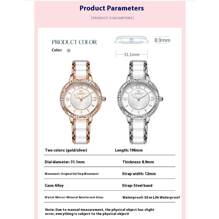 New Ceramic Strap Butterfly Buckle Quartz Watch For Life Waterproof Women's Watch Suitable For Business Commuting Shopping Festival Gifts_voghion.com