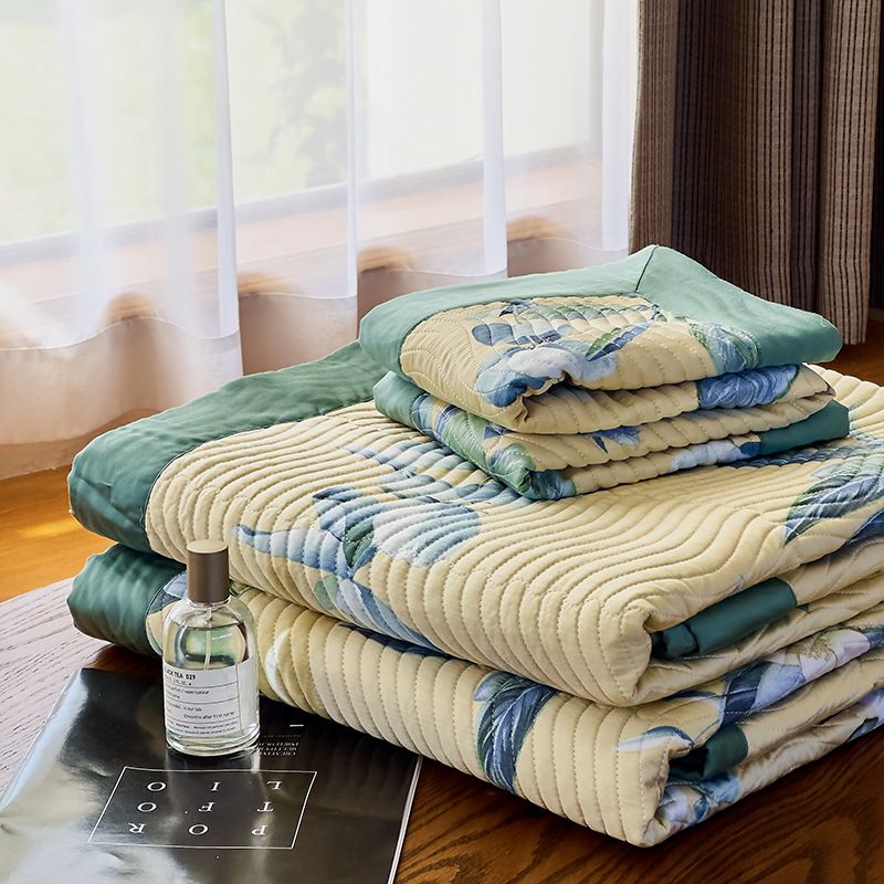 Copriletto estivo in Tencel Lenzing di alta qualità, set da tre pezzi, lenzuolo estivo in seta ghiacciata, lavabile in lavatrice, morbido e fresco, in Lyocell._voghion.com
