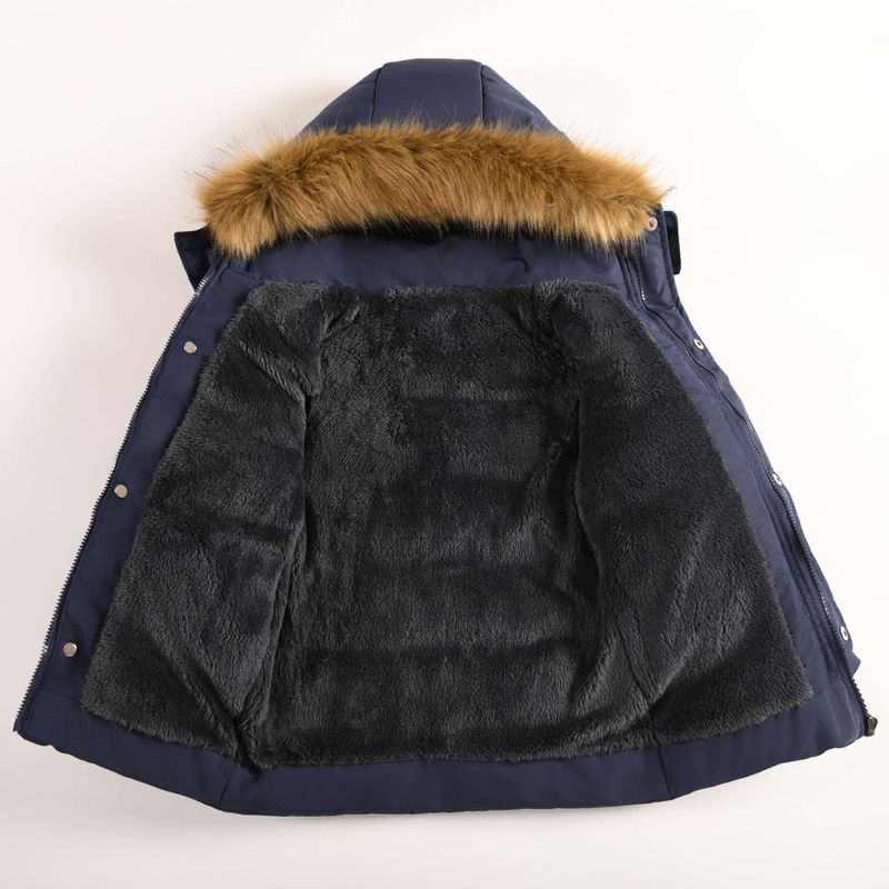 European And American New Winter Boys' Cotton Coats For Children's Middle And Large Children With Hoods, Plush And Thickened Warm Cotton Coats_voghion.com