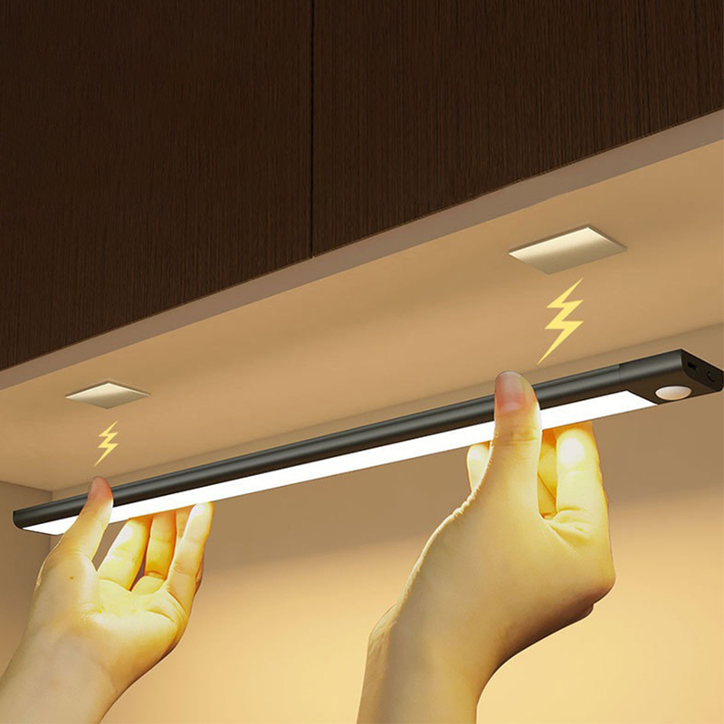 Luz noturna LED tipo C recarregável com sensor de movimento RYYD para armários de cozinha, iluminação de 10 cm/20 cm/30 cm/40 cm/50 cm_voghion.com