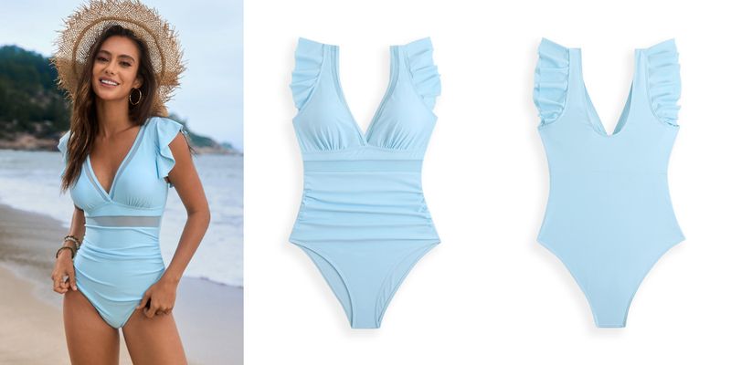 Vêtements pour femmes Nouveau maillot de bain à coutures en maille et coutures de couleur unie_voghion.com