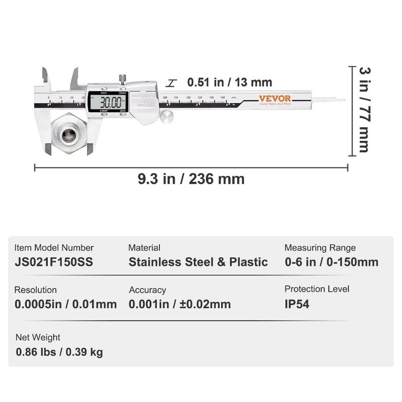 Calibro digitale con funzione di misurazione, schermo LCD grande, calibro elettronico originale, 06 micrometri, strumento di misurazione W 4 ABS_voghion.com