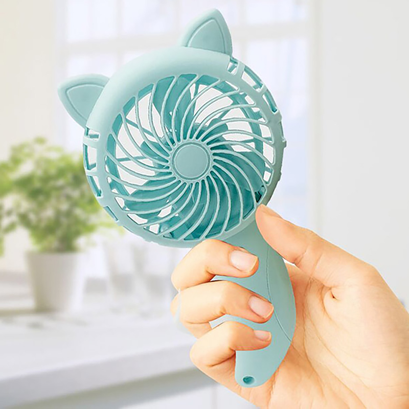 Jinleiou Mini Ventilator Stille Natuurlijke Wind Schattige Cartoon Kat Vorm Kantoor Zak Handpers Ventilator Voor Dagelijks Gebruik_voghion.com