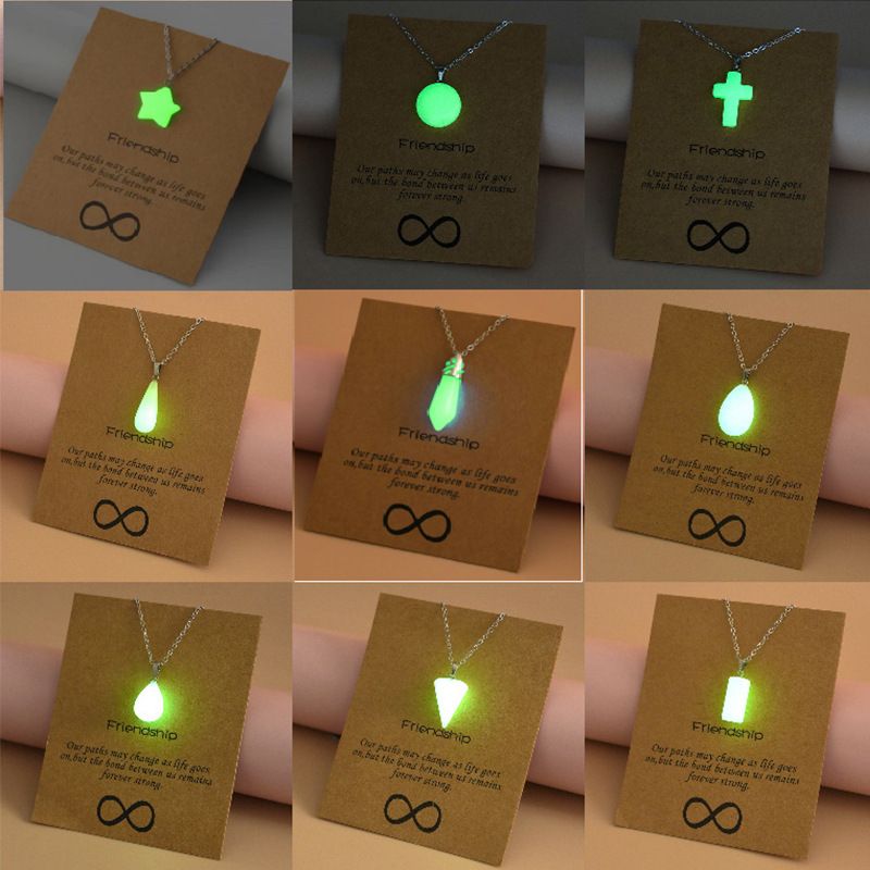 Pendant Arrow Water Drop Heart Cross Hollow Luminous Necklace For Women_voghion.com