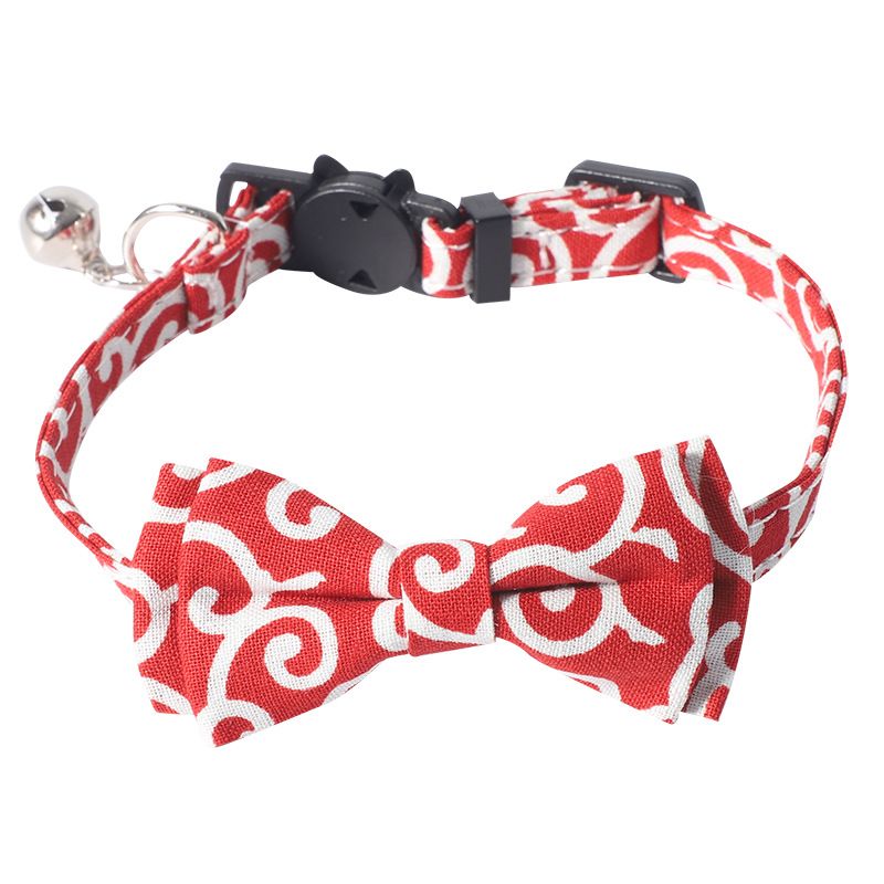 Cute Pet Companion New Product Tang Grass Color Kitten Bowknot Cat Collar Buckle Style With Bell_voghion.com