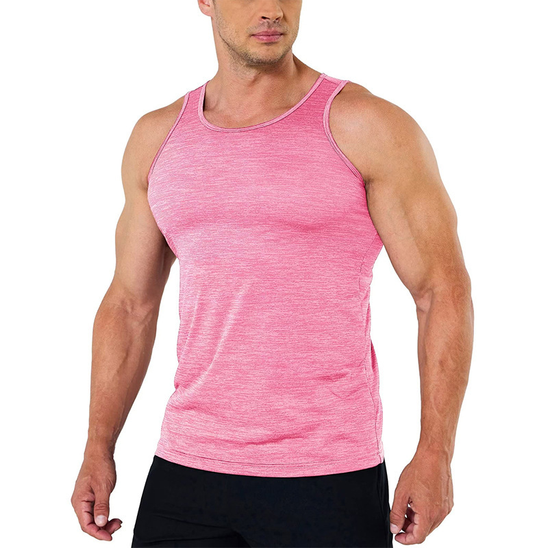 Neue Sommer-Fitness-, Sport- und Freizeitweste in kationischer, einfarbiger, schnell trocknender Weste mit Rundhalsausschnitt für Herren_voghion.com