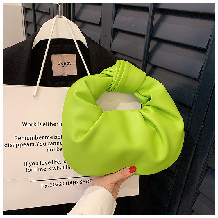 Borsa piccola nuvola pieghettata dal design di nicchia borsa casual in morbida pelle da donna 2024 nuova piccola borsa rotonda in stile straniero_voghion.com