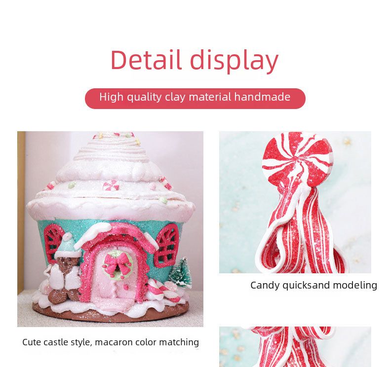 Christmas Decorations Home Luminous Soft Clay Castle House Bread Soil Christmas Shopping Mall Window Decoration Set_voghion.com
