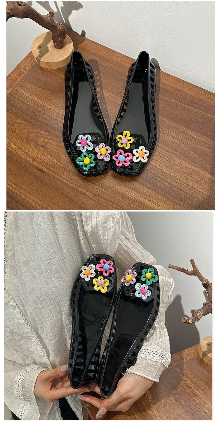 Jelly Shoes Kadın Sığ Tek Ayakkabı Kristal Ayakkabı Kare Başlı Havalı Terlikler Tembel Tek Pedal Yetişkin_voghion.com