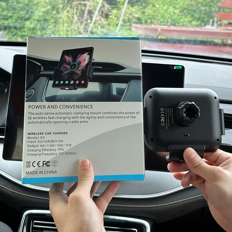 Support de téléphone portable pour chargeur sans fil de voiture Samsung ZFold5 certifié KC, adapté à l'écran pliant Xiaomi Huawei OPPO_voghion.com