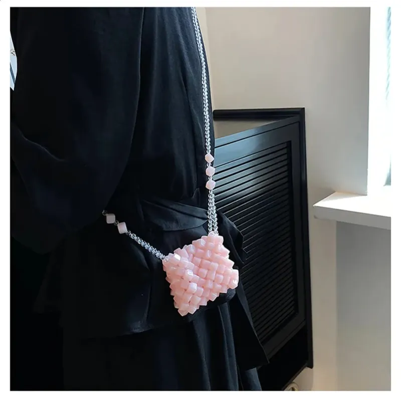 Borsa a tracolla trasparente estiva 2025 da donna con perline 3D, borse colorate a forma di rossetto, versatili alla moda, in gelatina dolce_voghion.com