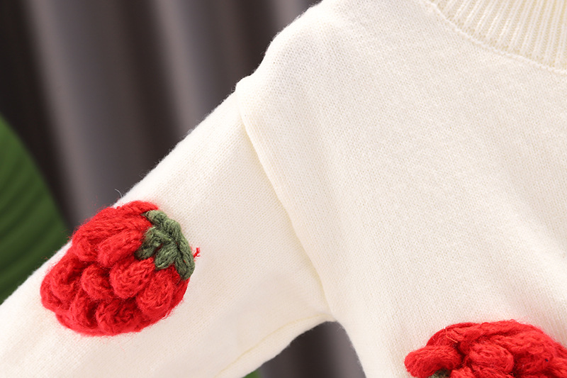 Mädchen Erdbeere 2023 Frühjahr Neue Baby Modische Obst Set kinder Strickjacke Pullover Kleid_voghion.com