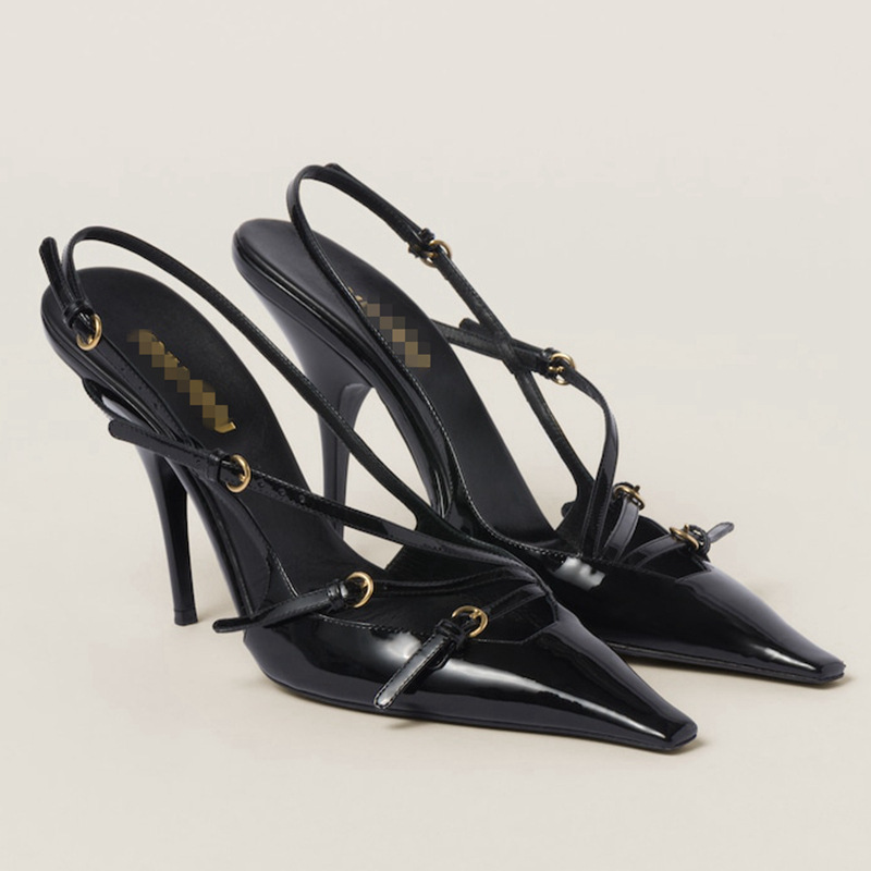 Sandales à talons hauts à petite tête carrée pour femmes avec une ligne avec un talon fin, des chaussures à talons hauts avec un sens élevé du tempérament de la mode_voghion.com