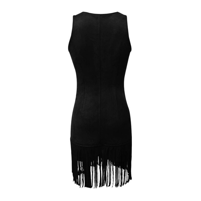 Nuovo abito aderente con frange e spalline a V profondo sexy da donna_voghion.com