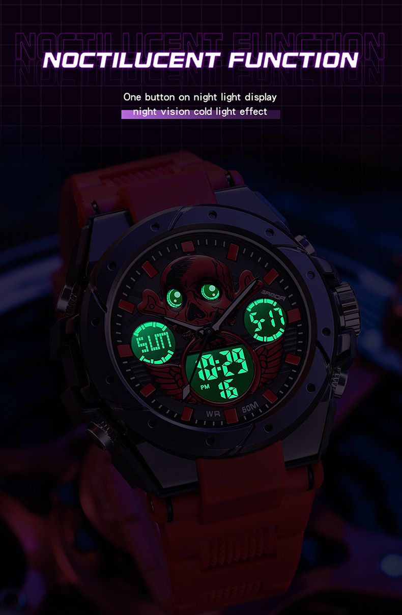 Stilvolle Herren-Skelettuhr mit Multifunktion, wasserdicht und mit Leuchtanzeige – robustes Gehäuse aus Zinklegierung und TPU-Armband – modische Totenkopfuhr_voghion.com