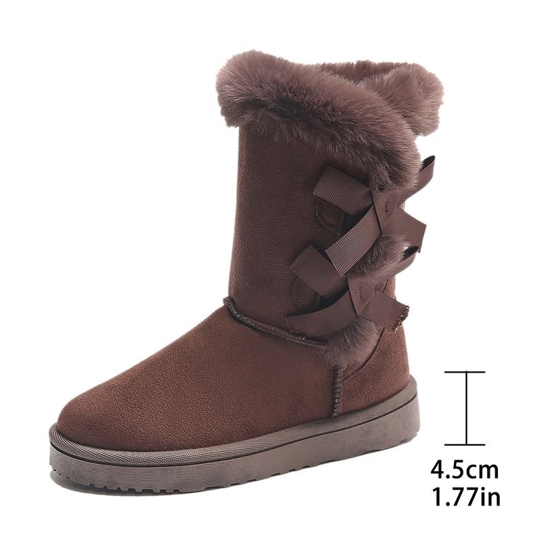 Women's Snow Boots Mid-Calf Warm Fur Lined Boots Ladies Slip on Fashion Bootie_voghion.com