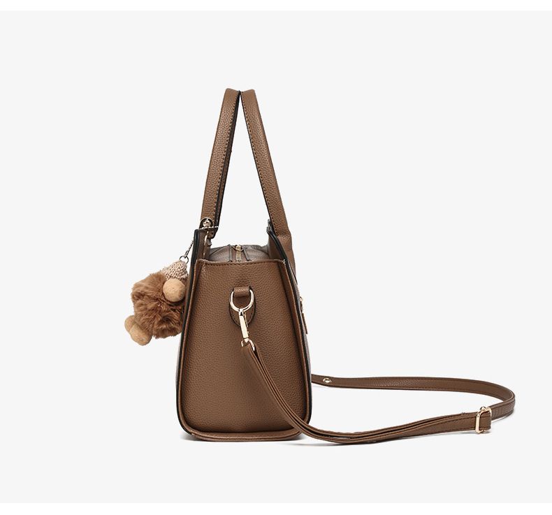 Ensemble de sacs bandoulière tendance pour femme - Sac à main bandoulière 3 pièces en cuir PU avec fermeture éclair, design multi-compartiments, coloris noir/marron foncé_voghion.com