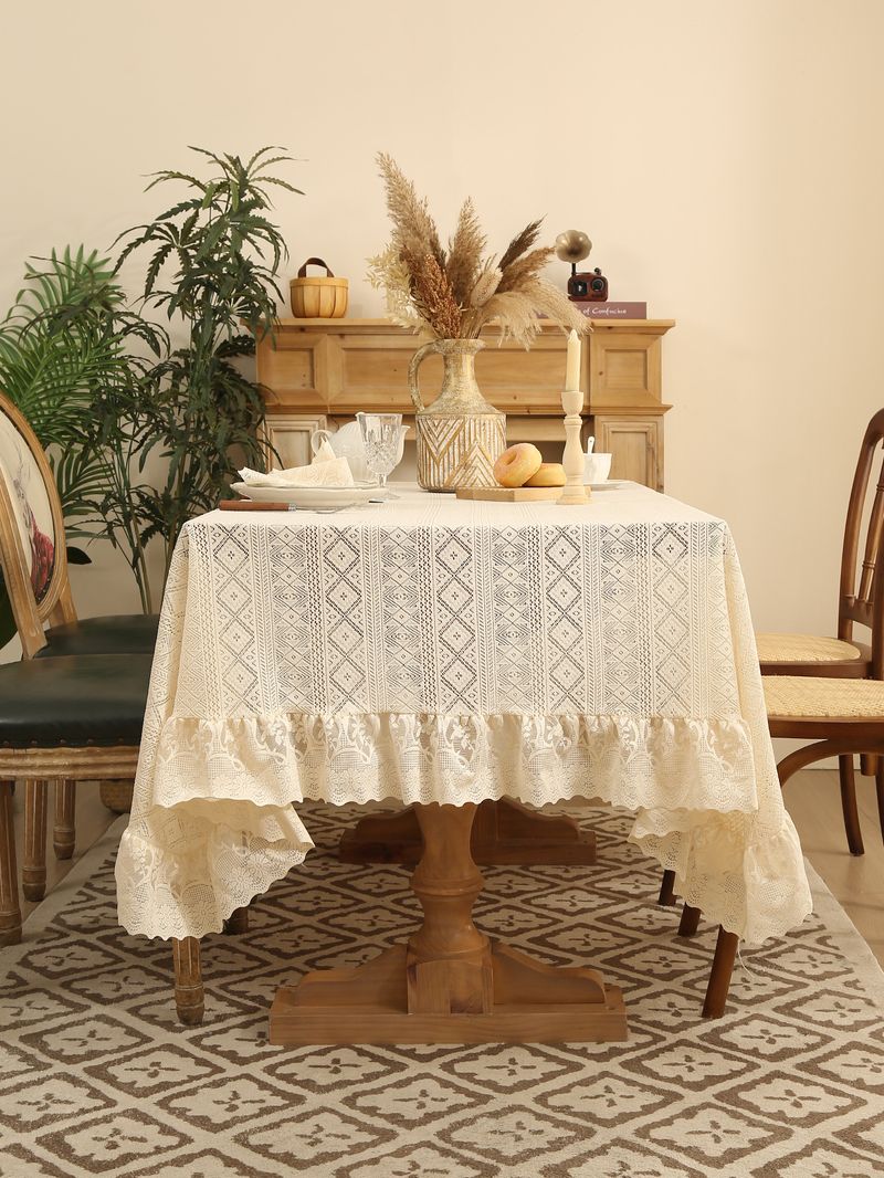 Tovaglia di pizzo retrò di lusso nordico leggero, antipolvere, isolamento termico, abbellimento, copritavolo da caffè_voghion.com