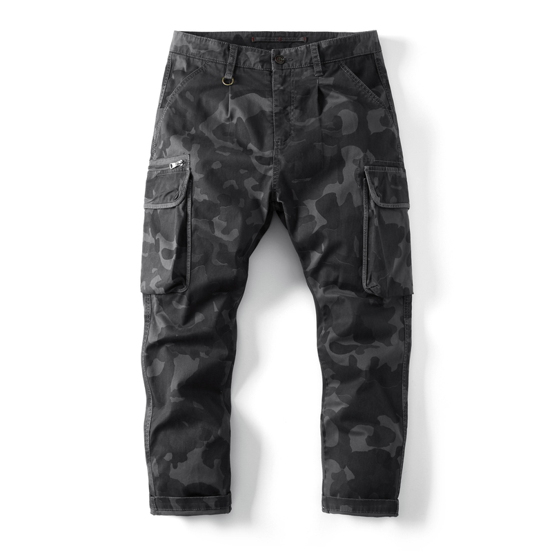 Otoño e invierno, pantalones de camuflaje sueltos con pies agrupados para hombres, pantalones sueltos de talla grande con múltiples bolsillos_voghion.com