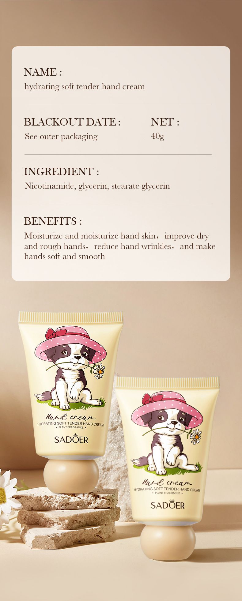 SADOER Camellia Hydrating And Softening Hand Cream 30g Anti-drying Hand Cream, Rose Fragrance, Hydrating Fragrance, Smooth Fragrance,_voghion.com