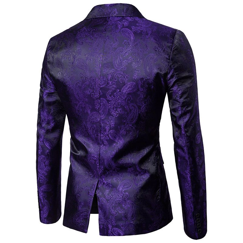 Anzug Court Style Dunkles Muster Design Mode Single Button Slim Fit Herren Blazer_voghion.com