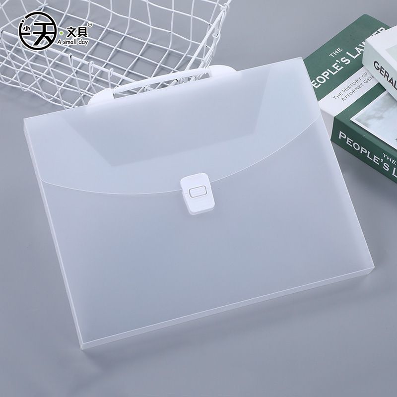 PP Handheld Briefcase Transparent Student Simple Exam Paper Document Office Storage Bag_voghion.com