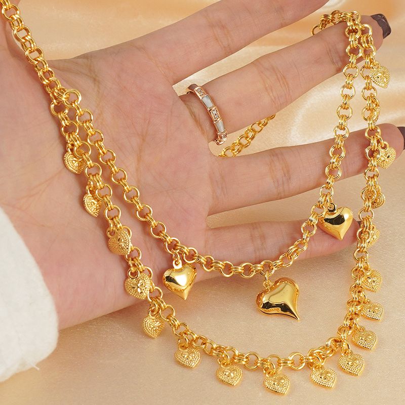 Collana a forma di cuore placcata in oro e rame, set di orecchini, regalo del Ringraziamento, adatto per feste di matrimonio_voghion.com