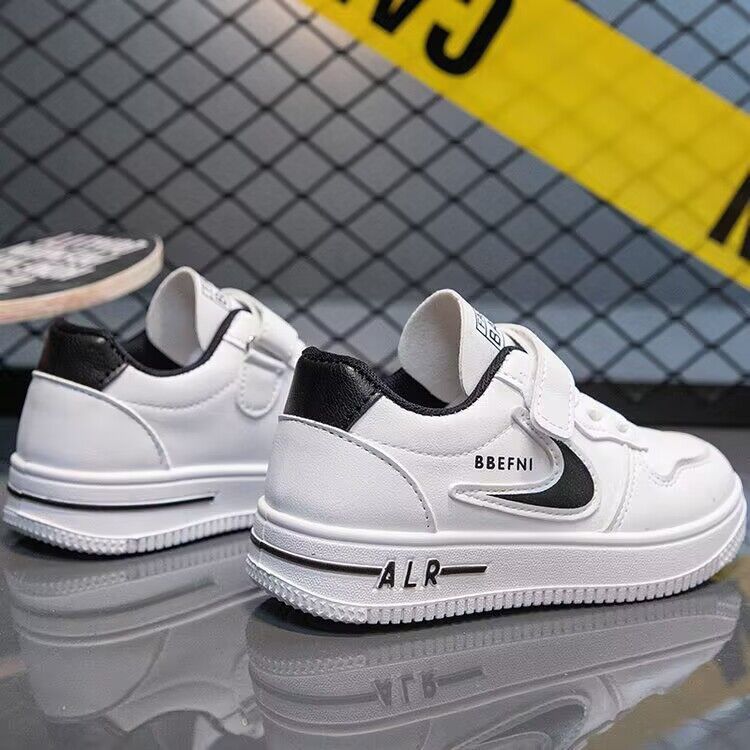 Δερμάτινα Small White 2023 Άνοιξη Νέα Αγόρια Κορίτσια Star Velcro Κορεατική Έκδοση Μεσαία και Μεγάλα Παιδικά Παπούτσια Σανίδα_voghion.com