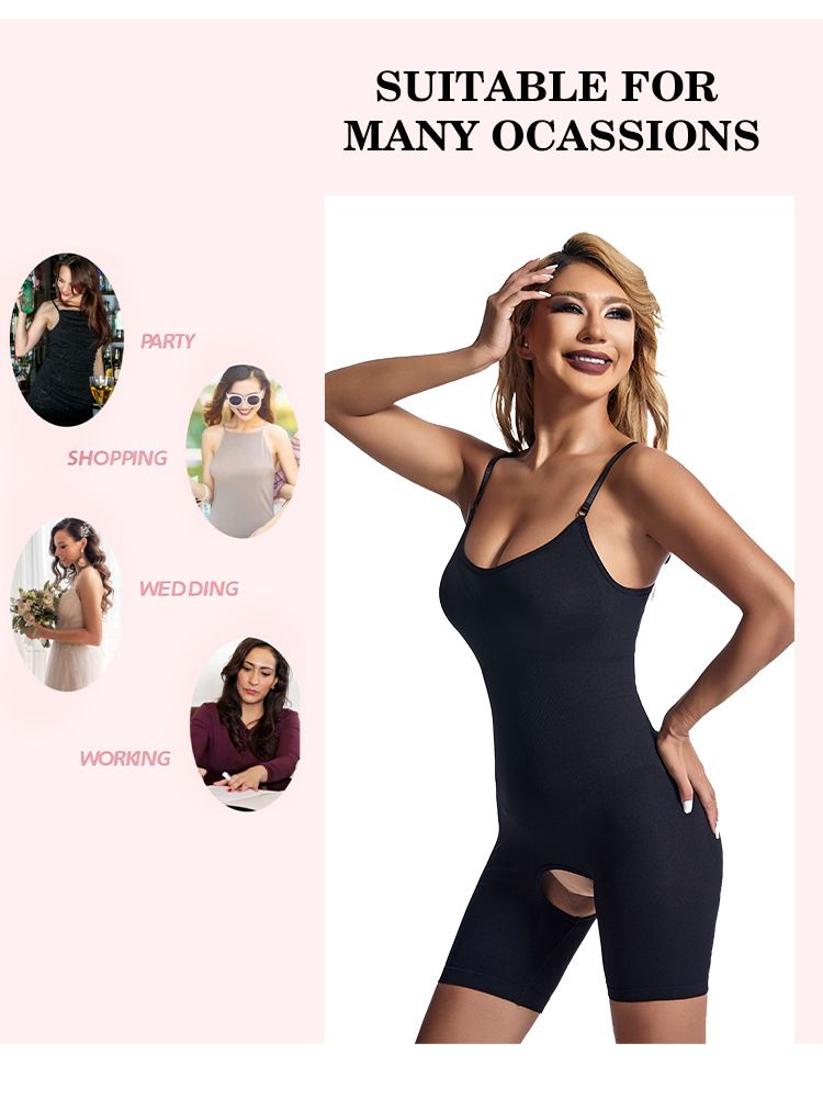 Posparum Bauchformender Bodysui Bu Lif Wais Cincher Nahtloses Plus Size Camisole Boxer Shorts Offener Schritt_voghion.com