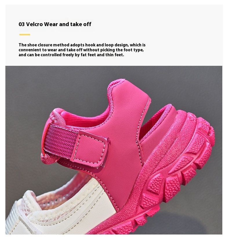 Mädchensandalen 2023 Neue Sommer-Einzelnetzrahmen-atmungsaktive mittlere und große Kindersport-Hohlstrandschuhe_voghion.com